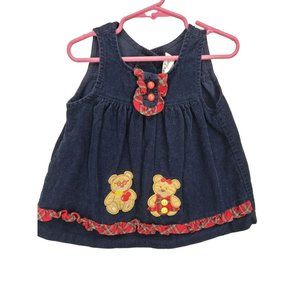 Vintage Girls Dress Rare Too Green Velvet Red Tartan Plaid Trim Size 12‎ months